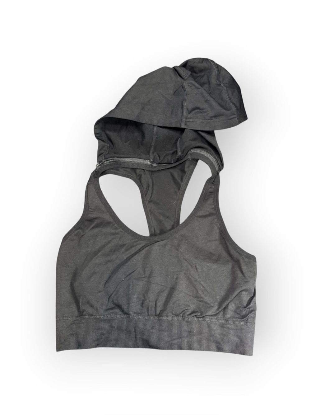 Yelete Women's Black Hooded Sports Bra - 2-in-1 Activewear
